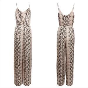 L’AGENCE Maeve Snake Print Pale Pink Wide Leg Jumpsuit Size 8